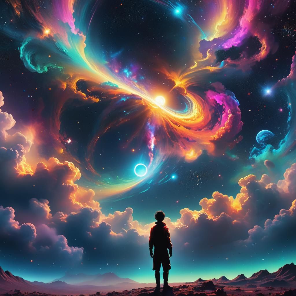 Cosmic Figure in Abstract Digital Art