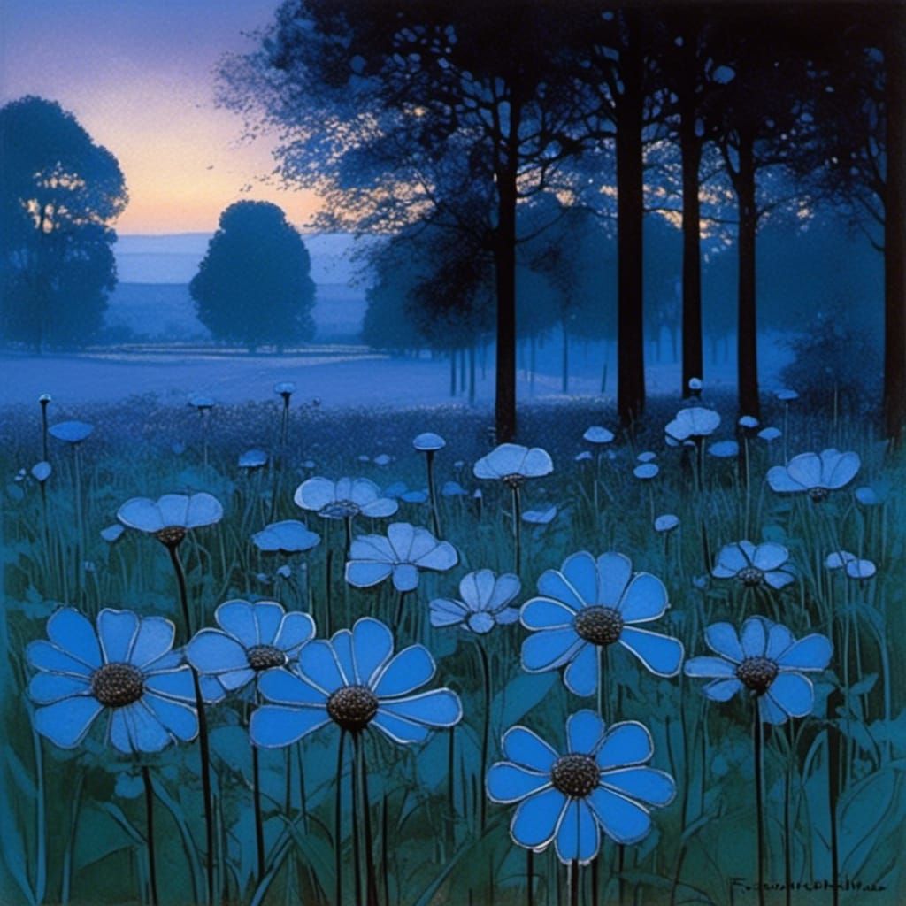 Vibrant Floral Landscape in Pastel Hues