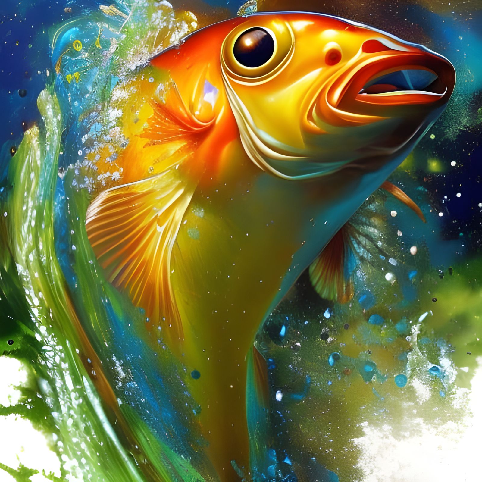 Hyperrealistic Fish Leaping with Rainbow Reflections