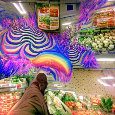 Psychedelic Supermarket Aisle Dreamscape