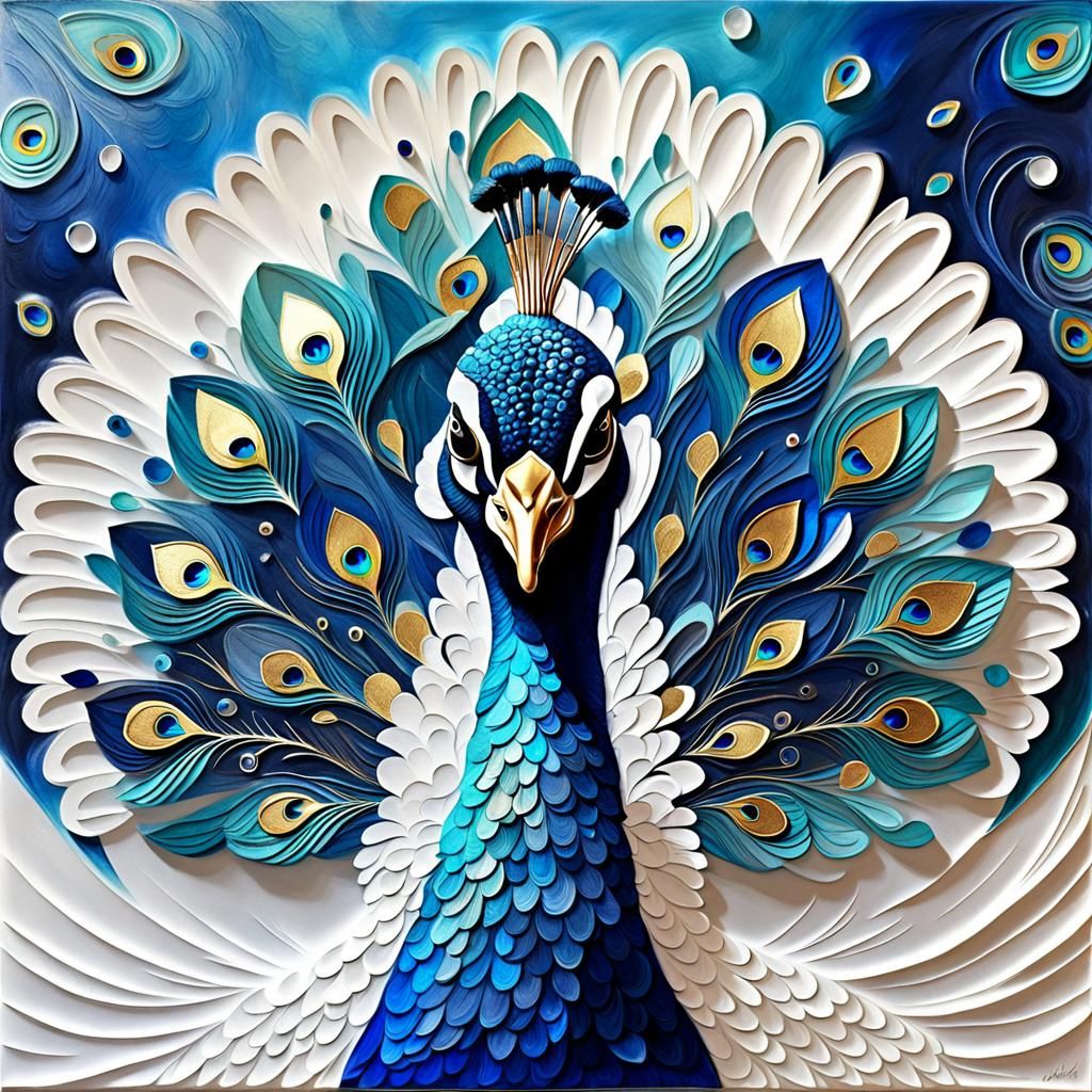 Luminous Peacock: Modern 3D Watercolor Art