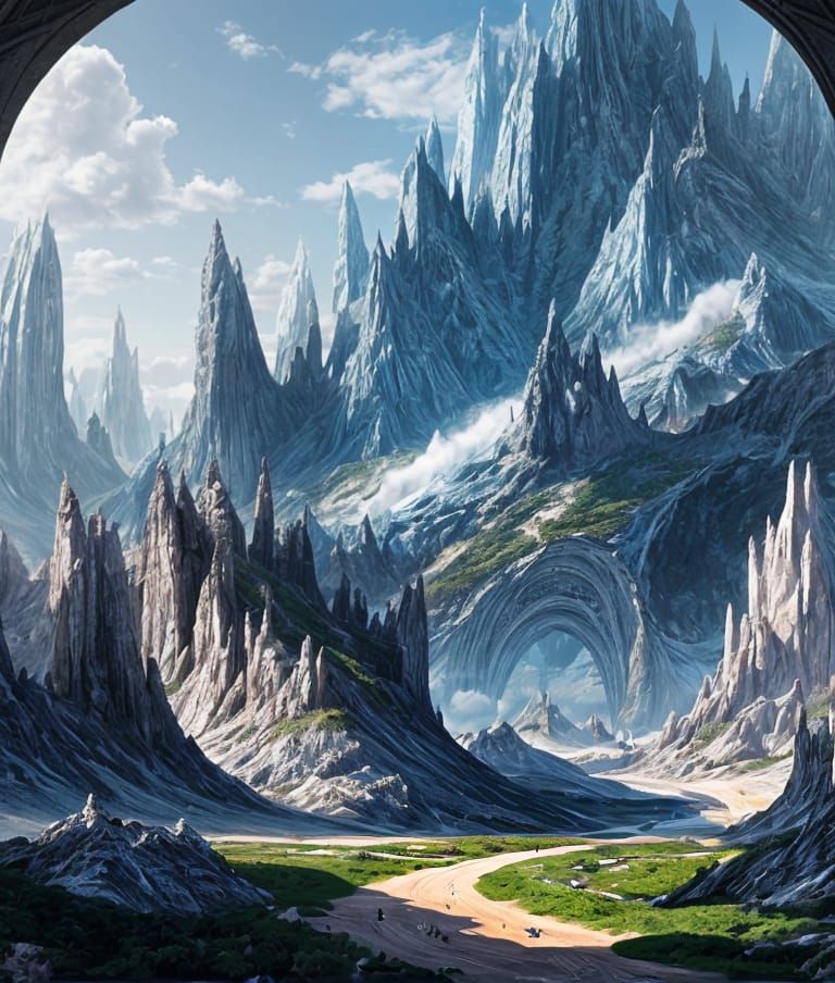 Futuristic Cityscape Inside a Geode Crystal