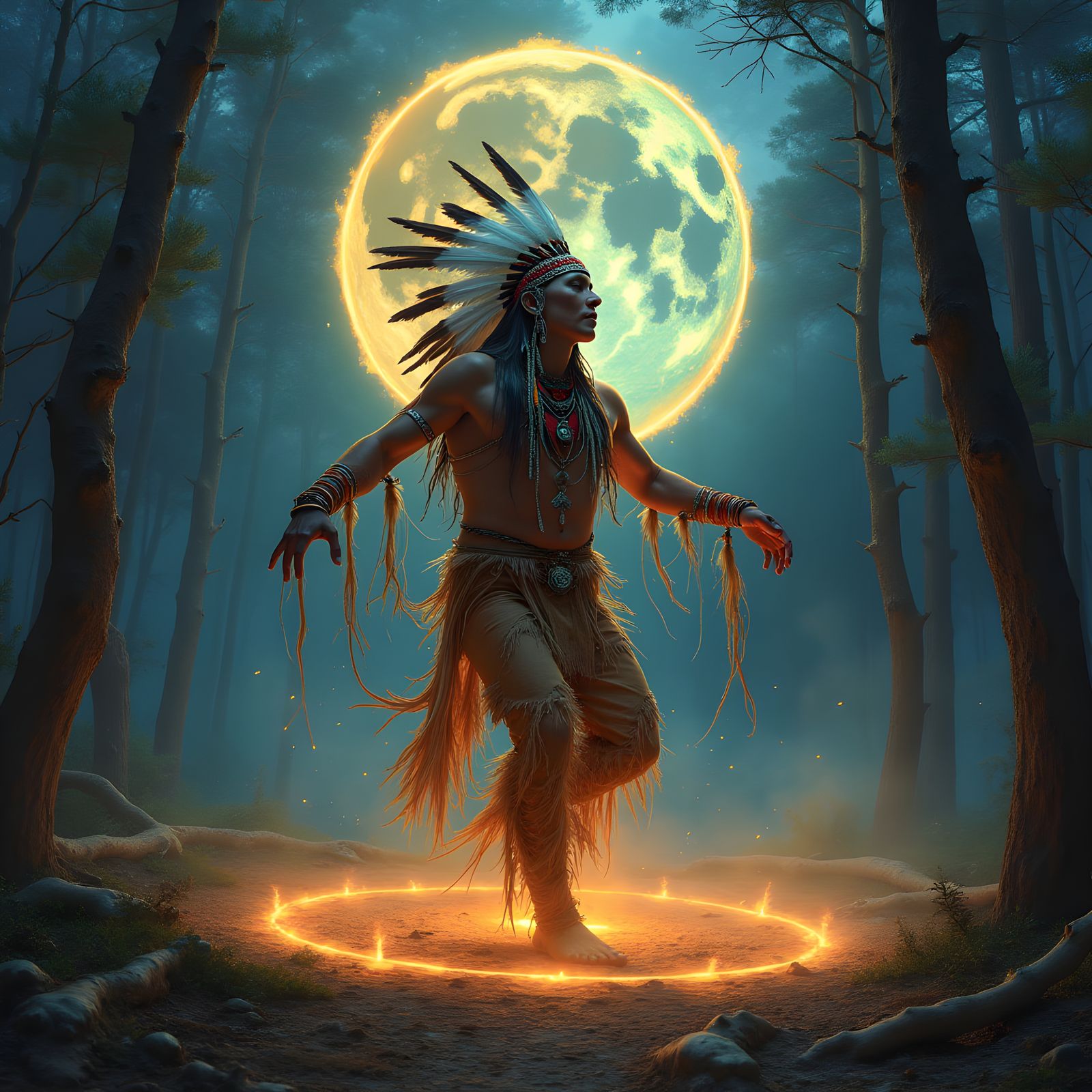 Shaman's Dance with Medicine Wheel