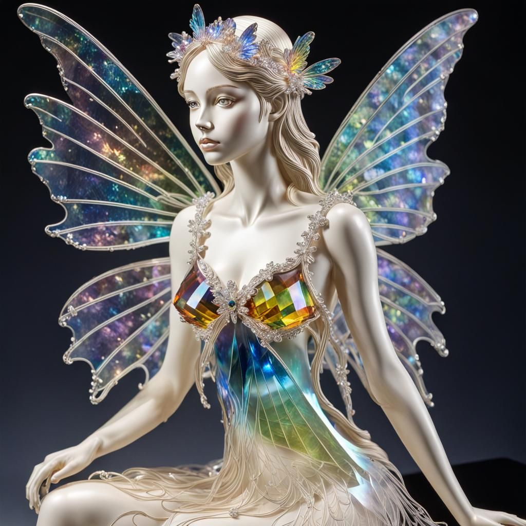 Iridescent Crystal Fairy with Wings: Masterpiece Art