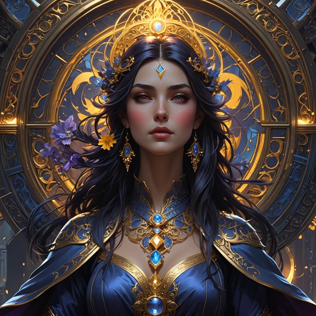 Dark Fantasy Woman with Blue Aura in 8K