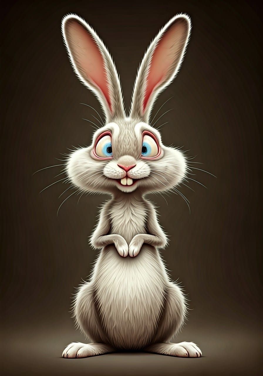 Hilarious Deformed Rabbit Caricature in Detailed Drawing Sty...
