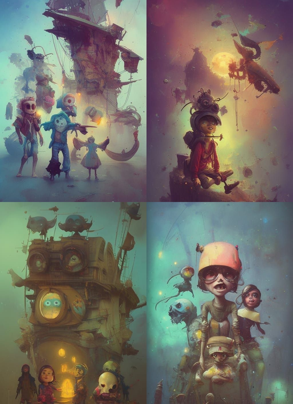 The Brady Bunch as Ghost Pirates Crayon Caricature