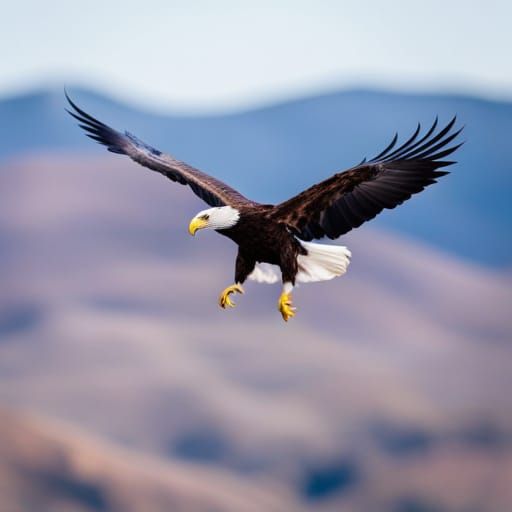 Eagle Soaring Over Open Landscape