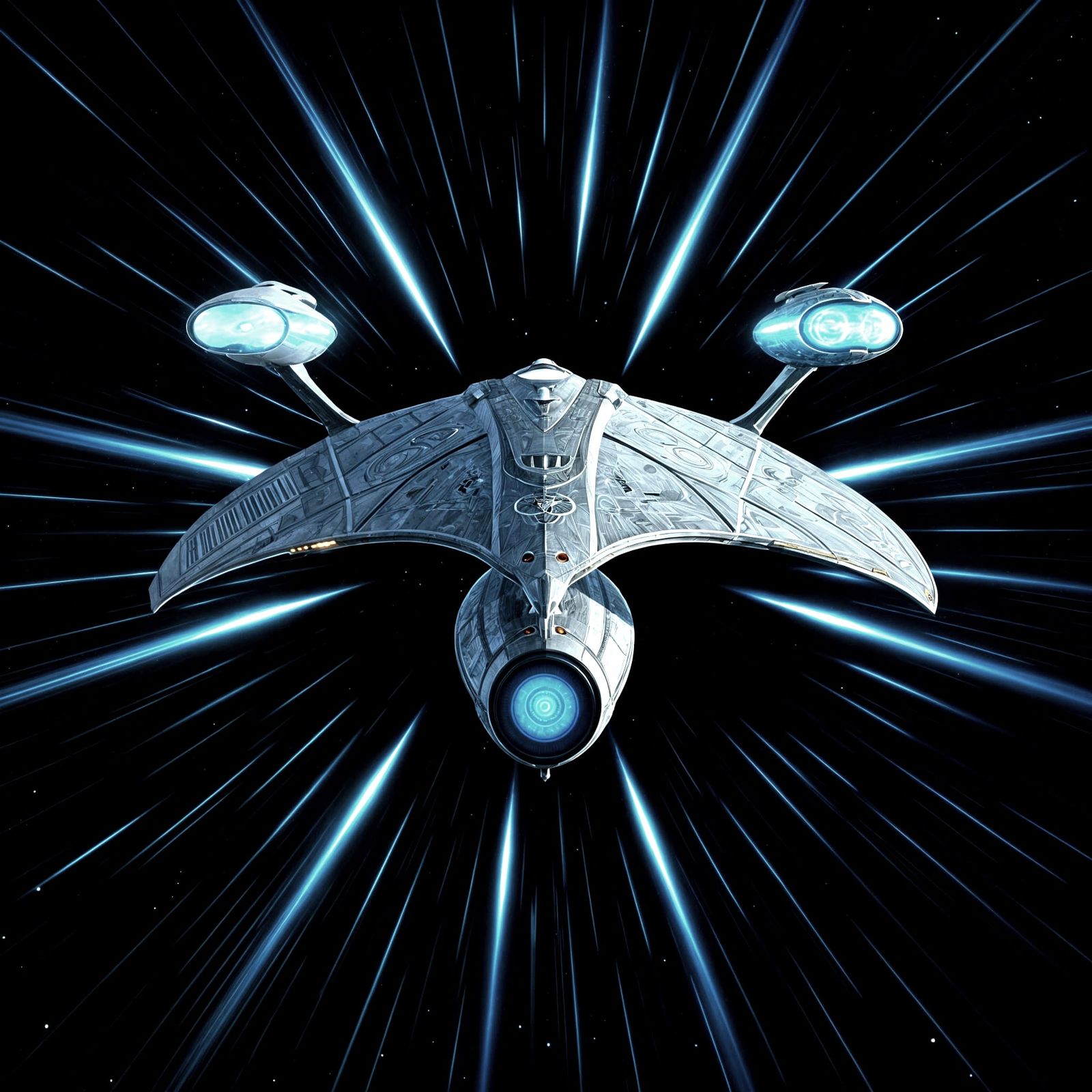 Romulan Republic Garuda Class Starship in Warp Speed