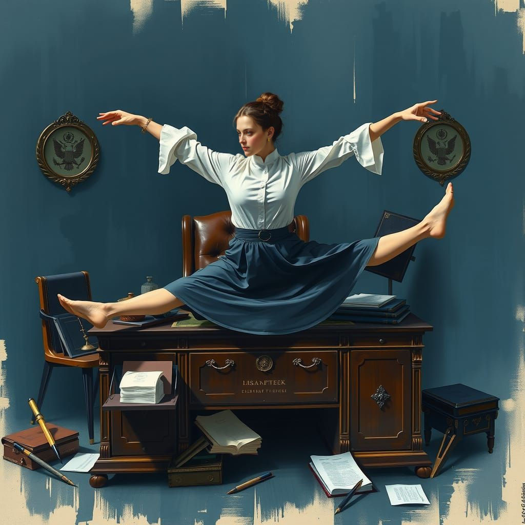 Elegant Office Dancer in Moody Blues