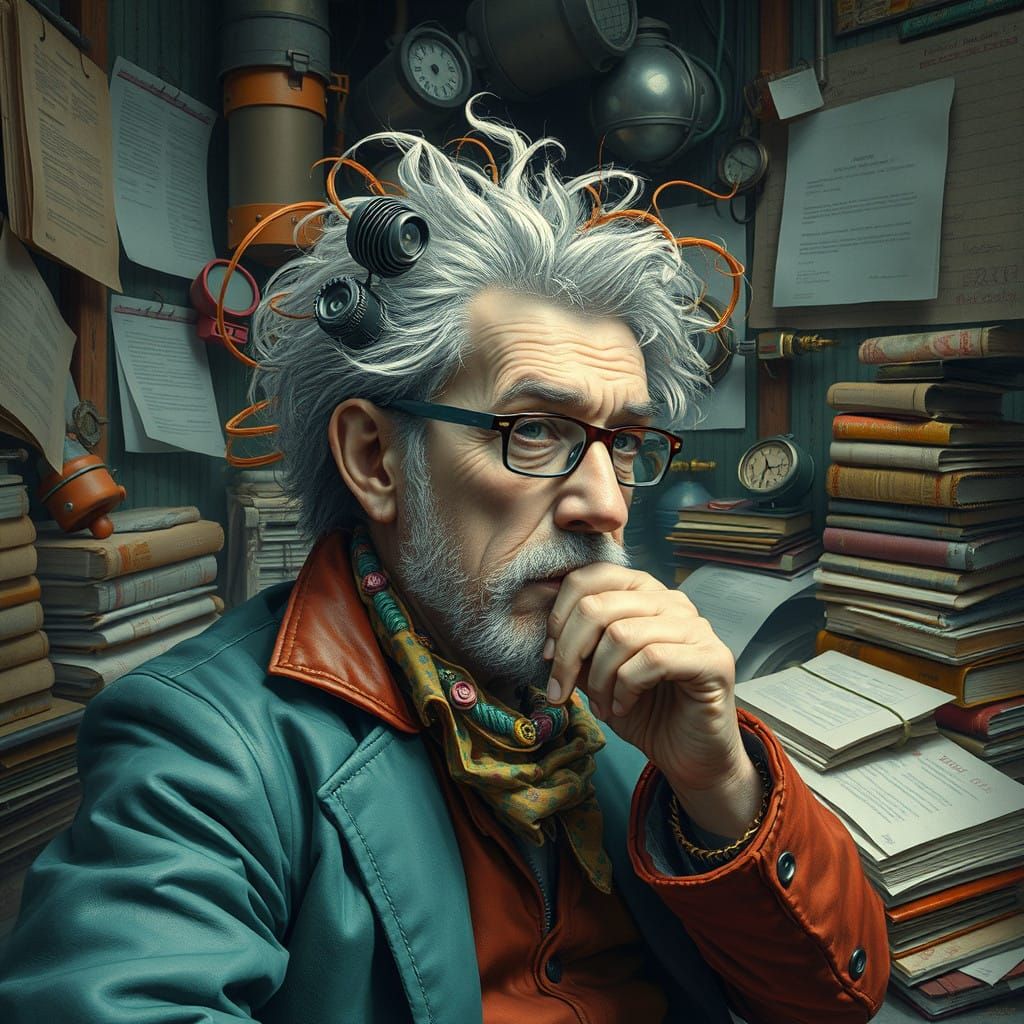 Visionary Genius Lost in Thought