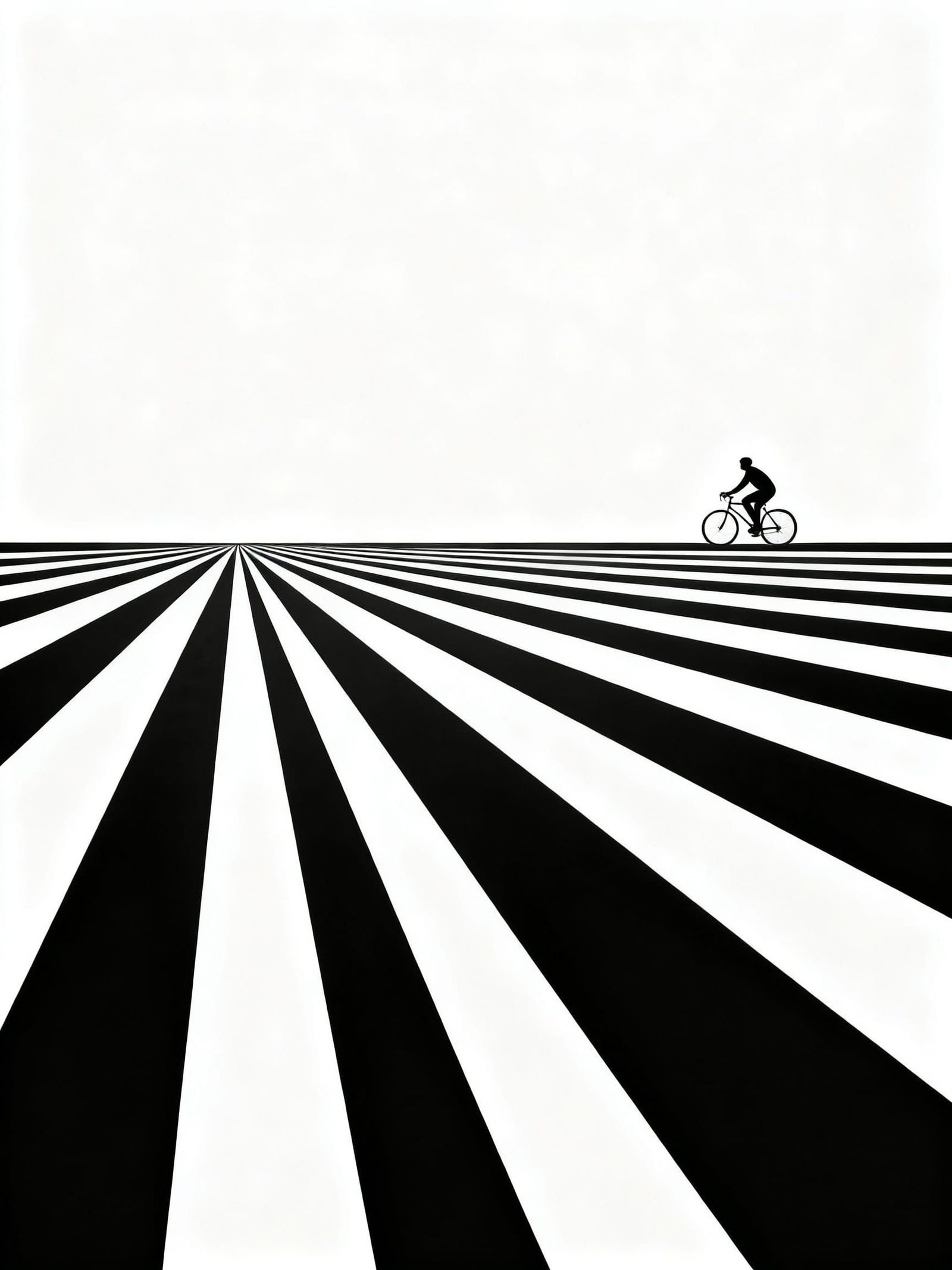 Abstract Black and White Bicyclist in Op Art Style