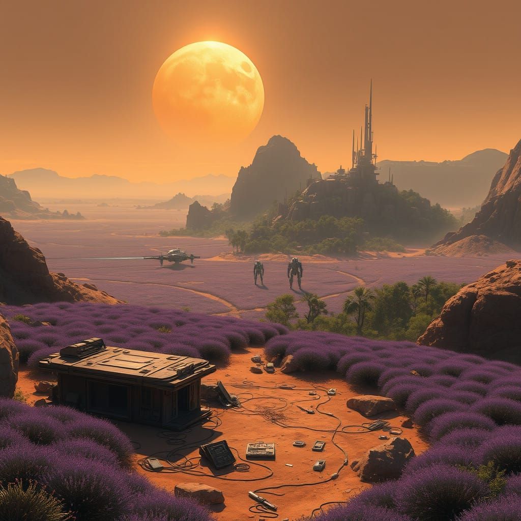 Serene, High-Tech Outpost in Dystopian Landscape