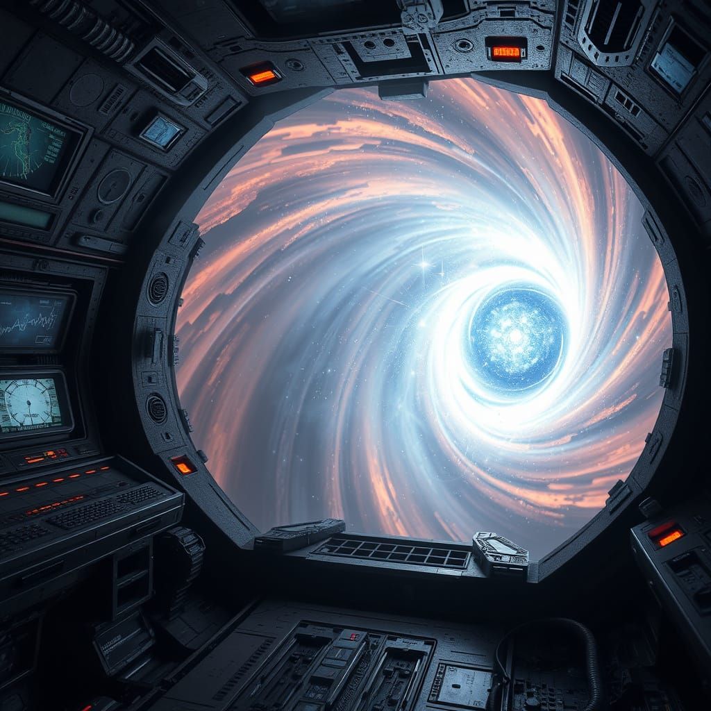 Stargate Portal in Abandoned Spaceship, Sci-Fi Art