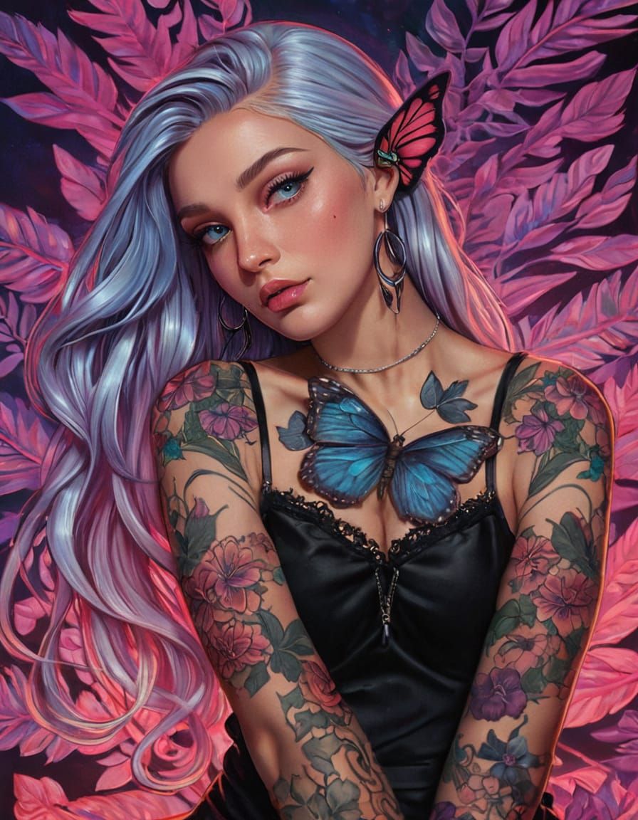 Dreamlike Fantasy Portrait of Woman with Ombre Hair