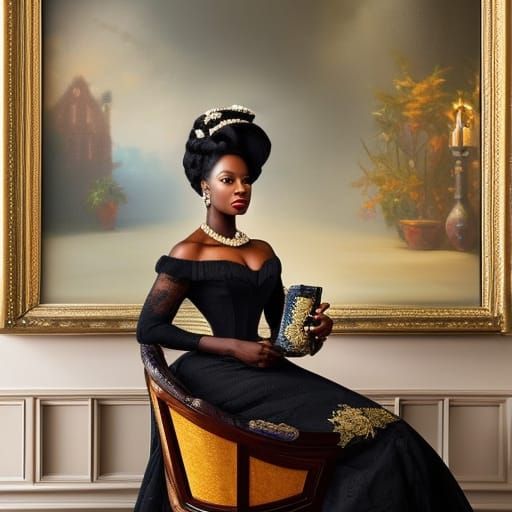 Victorian Queen Selfie: Hyperdetailed 3D Digital Art