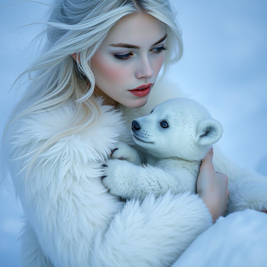 Ethereal Woman in Arctic Dawn