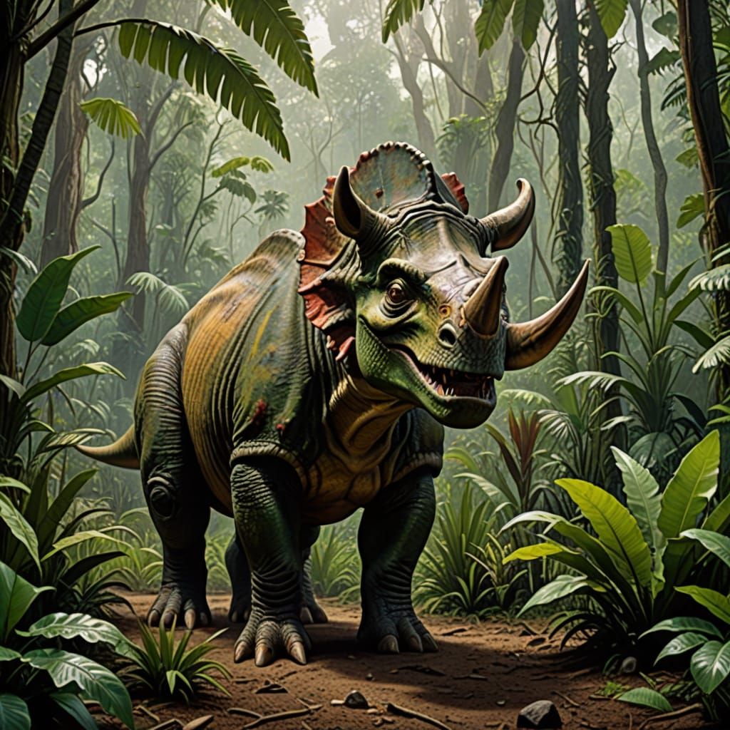 Triceratops in a Jurassic Jungle