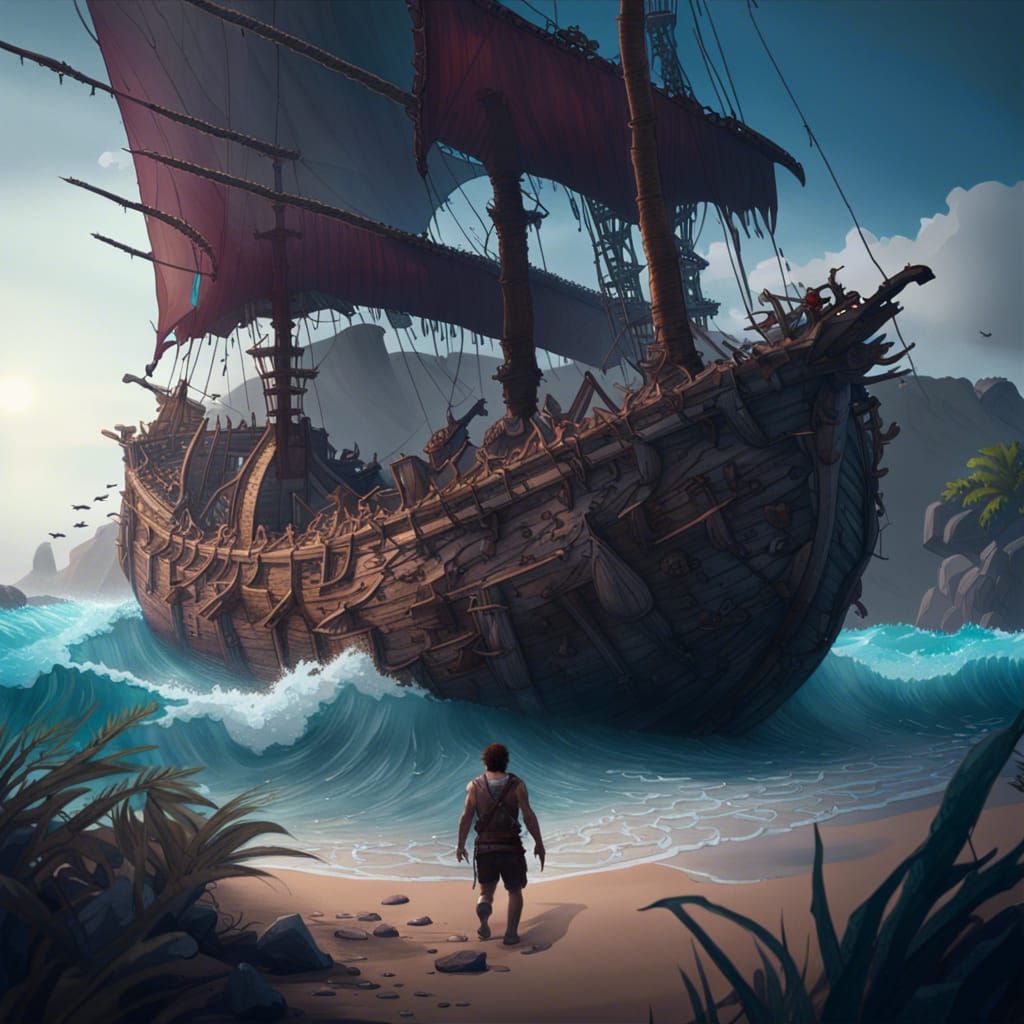 Detailed Matte Painting of a Deserted Island