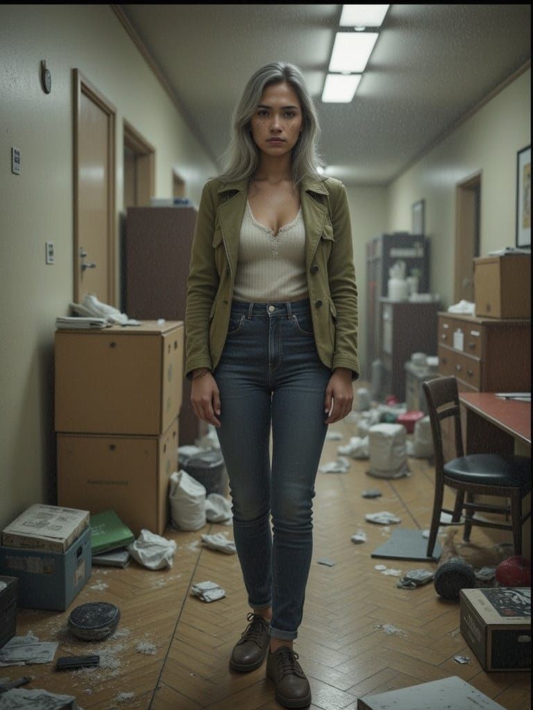 1990s Style Photo of Woman in Apartment Building