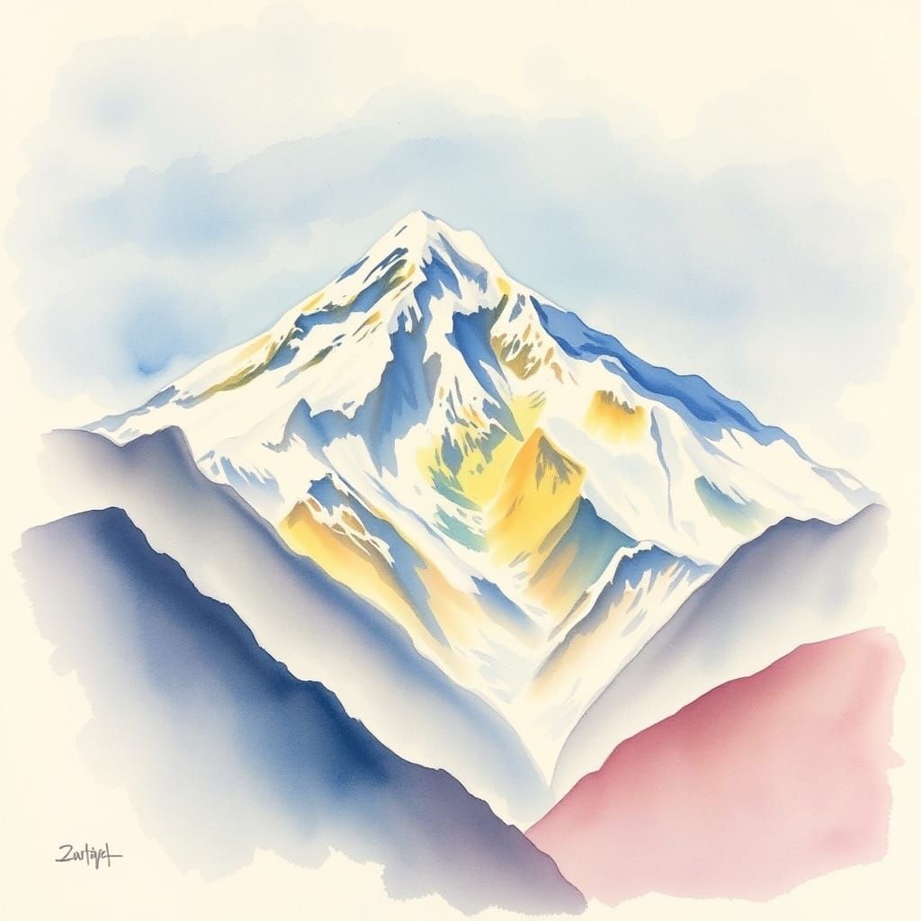 Majestic Himalayan Landscape in Watercolor