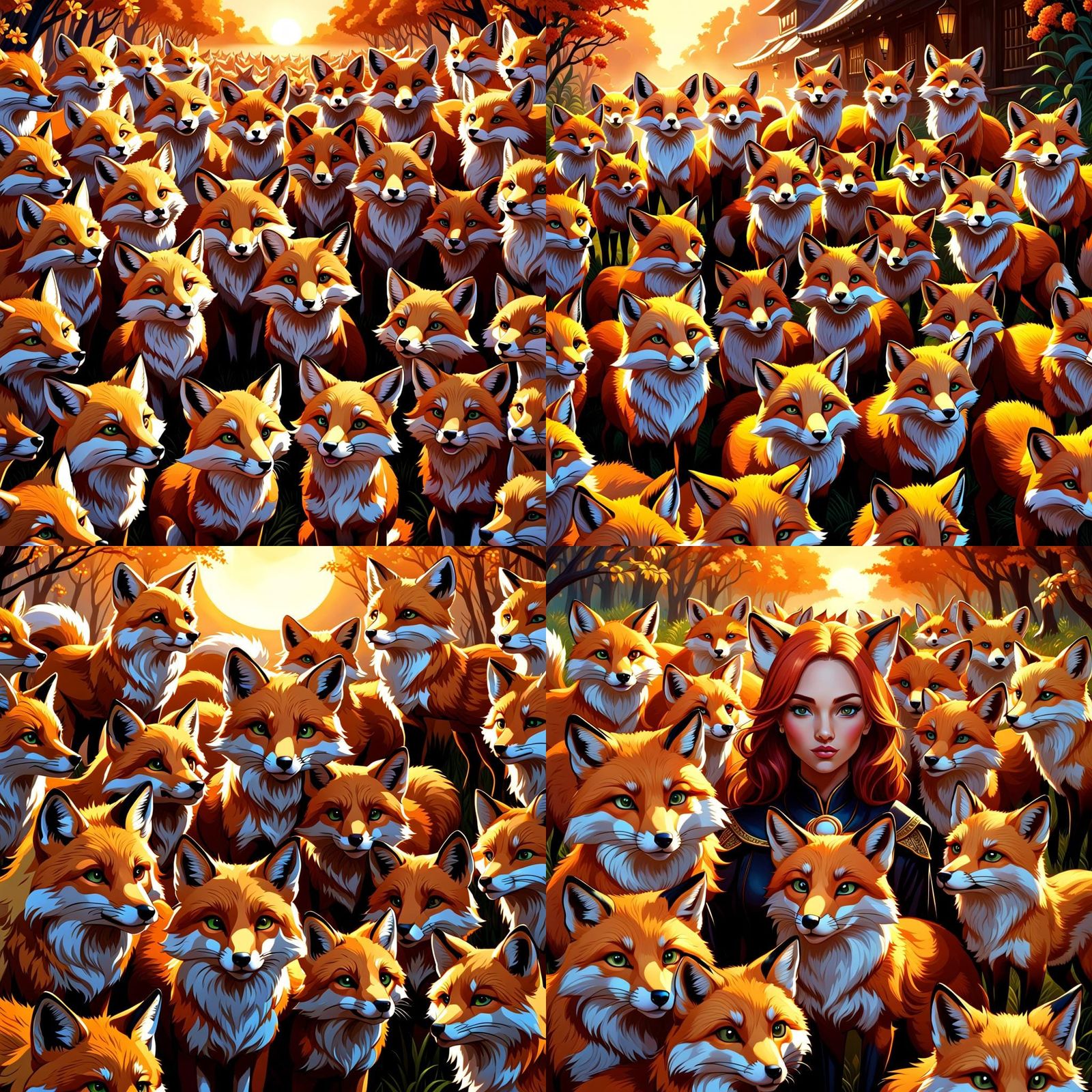 Fox Portrait in Volumetric Lighting Style