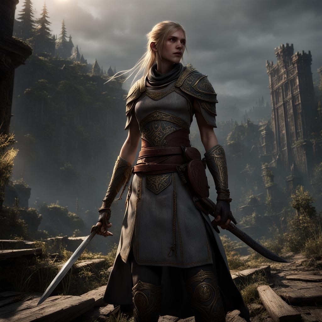 Epic Dark Fantasy Female Character in Elden Ring Style