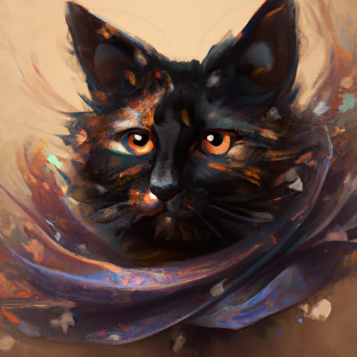 Fashionable Cat Portrait in Digital Art Style
