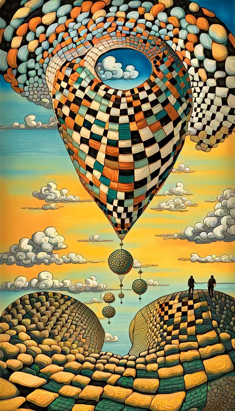 Psychedelic 3D Optical Illusion Inspired by Escher and Dali