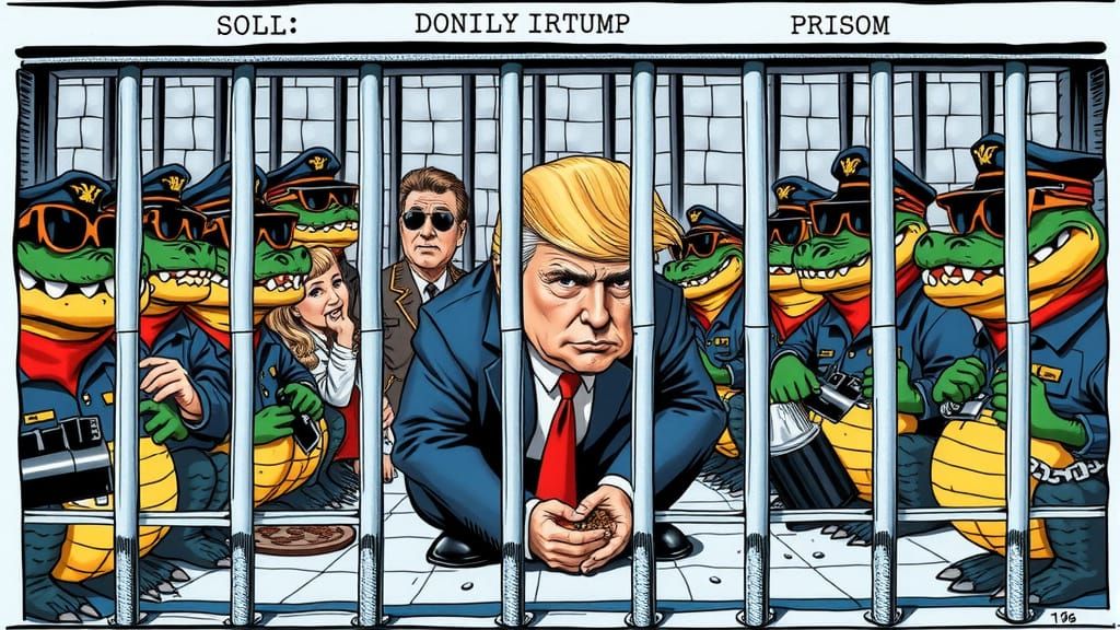 Trump in Absurd Comic Book Prison, Zine Art Style