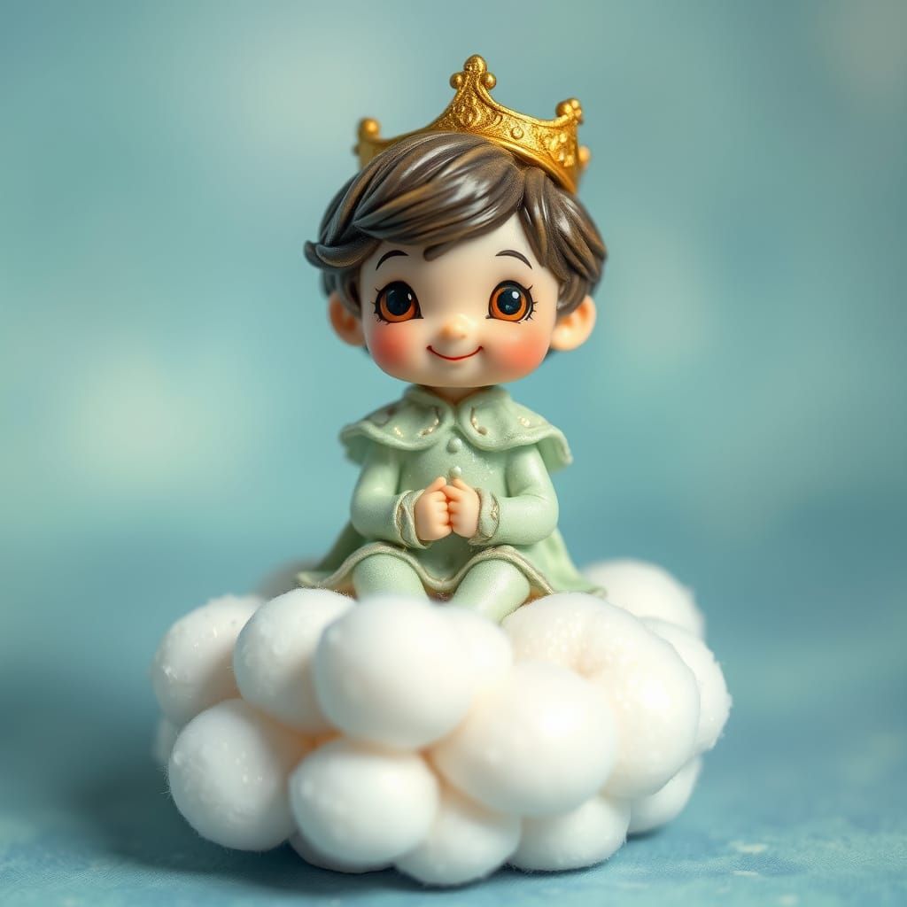 Whimsical Little Prince in Enchanted Cloud Realm