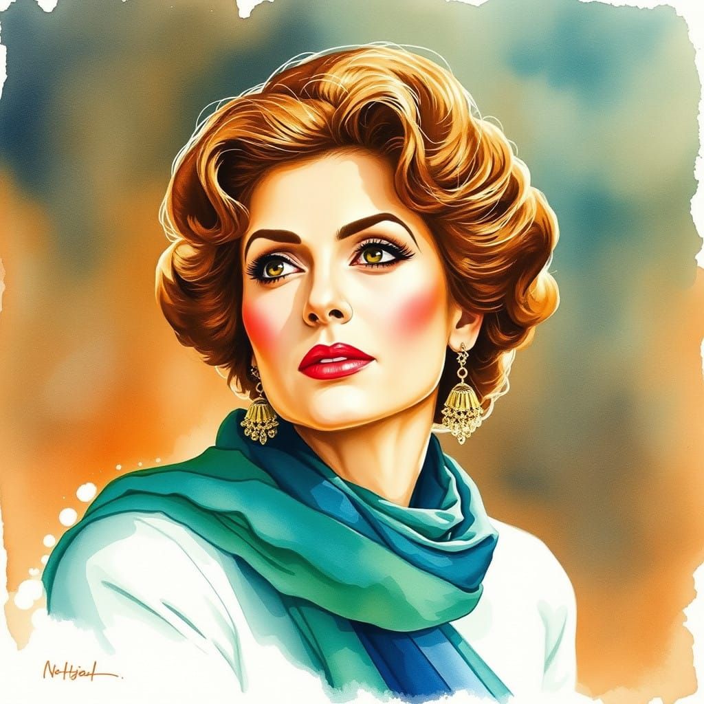 Sophia Loren in Stunning Watercolour Portrait