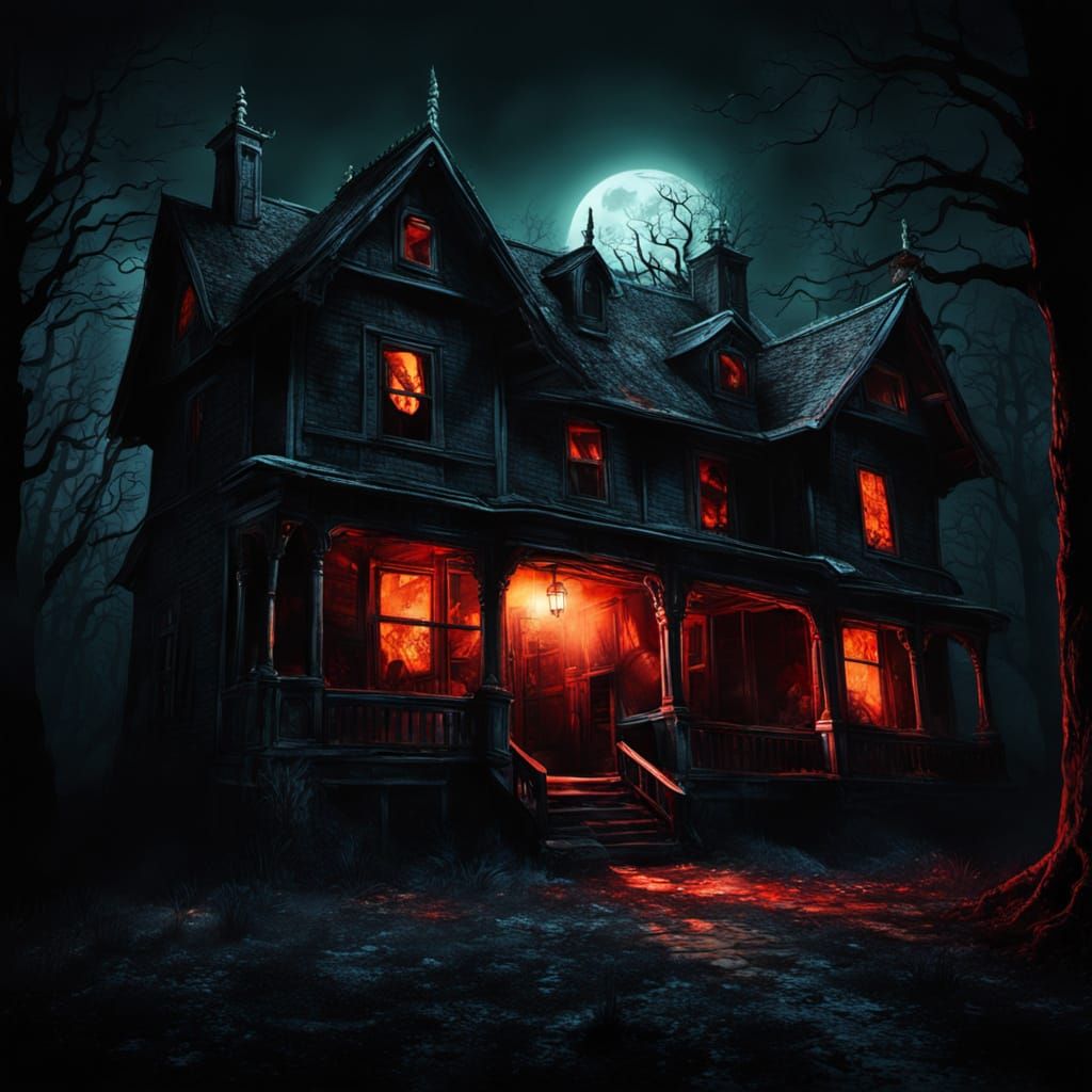 Dark Horror Scene with Vivid Backlit Color