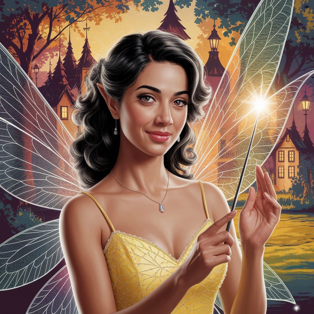 Hispanic Fairy Portrait in Magical Village, Hyperdetailed
