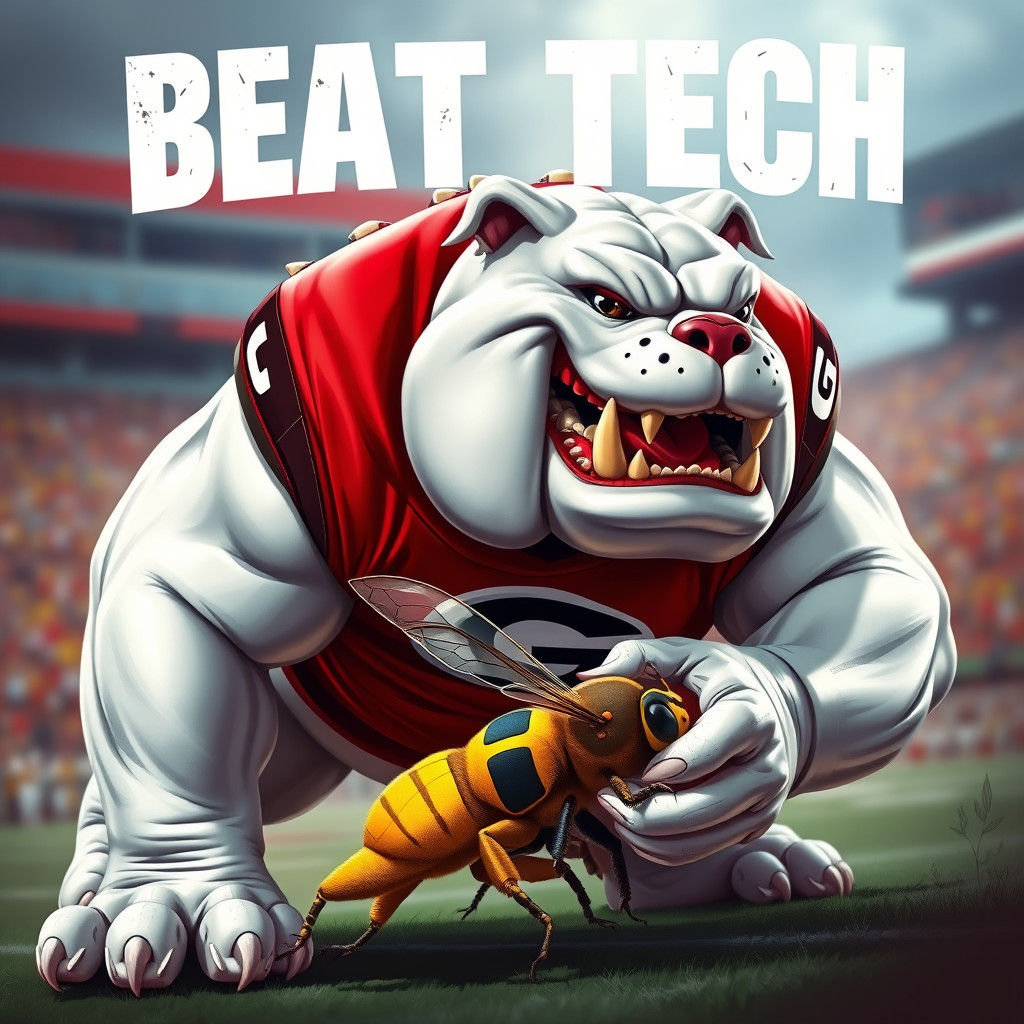 Fierce Georgia Bulldog Pins Down Tech Yellow Jacket in Vibra...