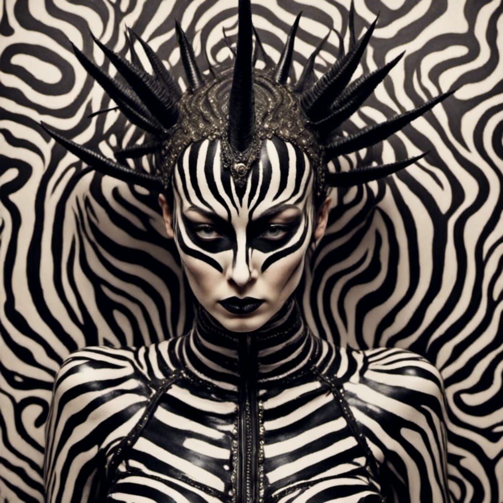 Zebra-Punk Dream Falls: A Vibrant AI-Generated Scene