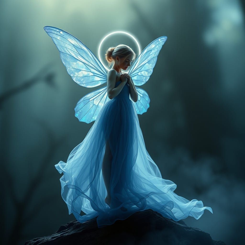 Ethereal Fairy in a Misty, Cinematic Landscape