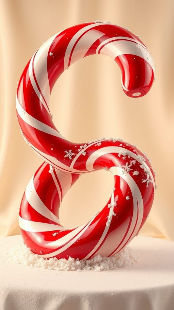 Gigantic Twisted Candy Cane Sculpture in Red and White