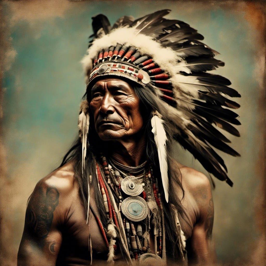 Native American Chieftain in Ektachrome Style