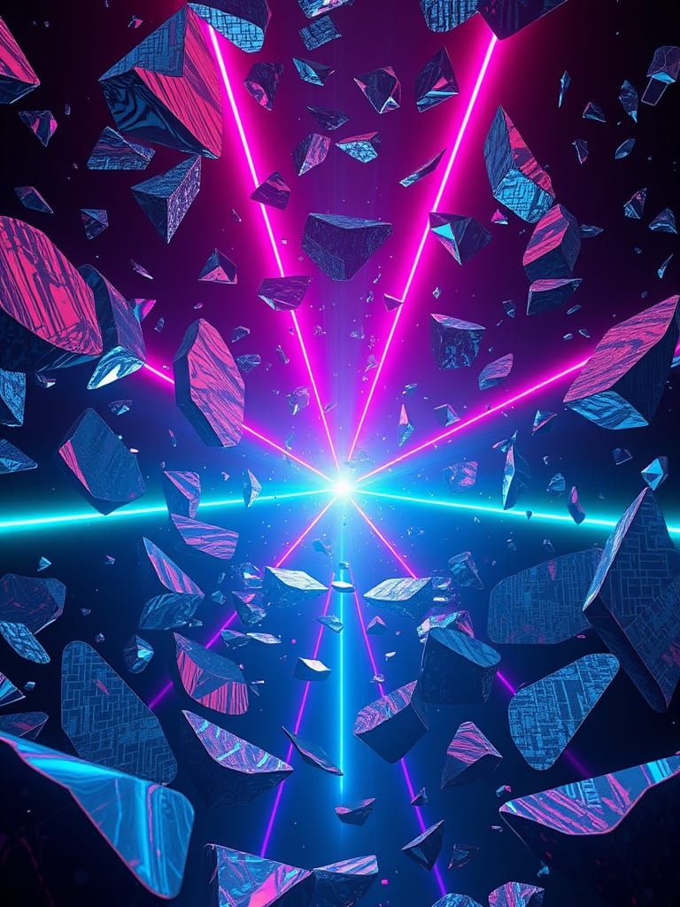 Radiant Laserbeams Light Shattered Mirror Universe