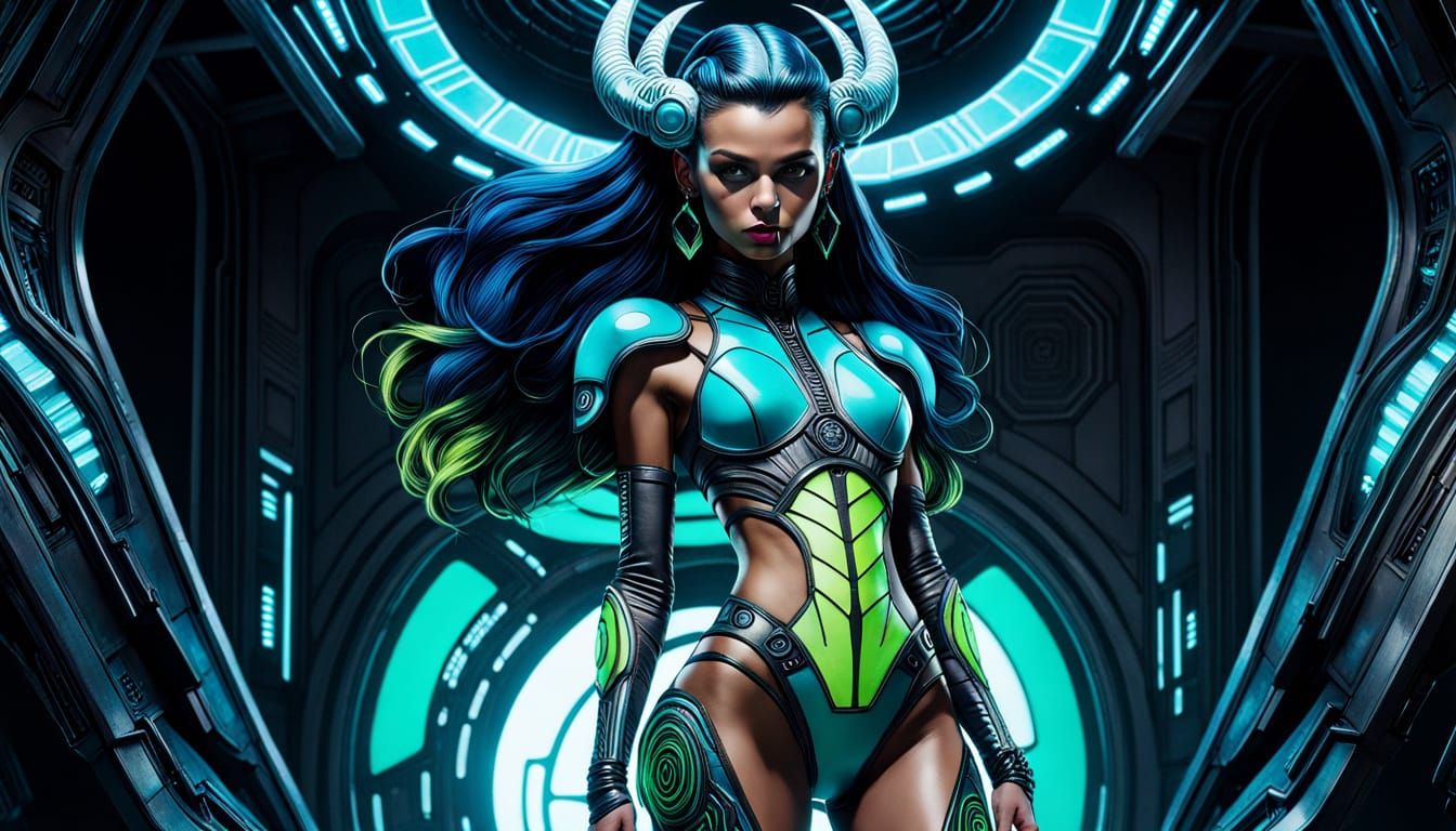 Cosmic Goddess in Iridescent Bikini Cosplay