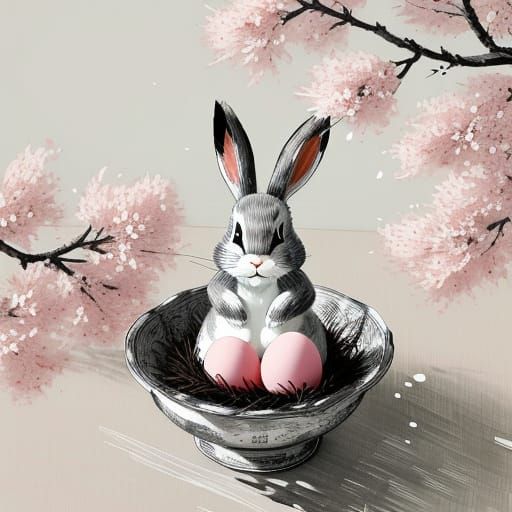 Sumi-e Easter bunny