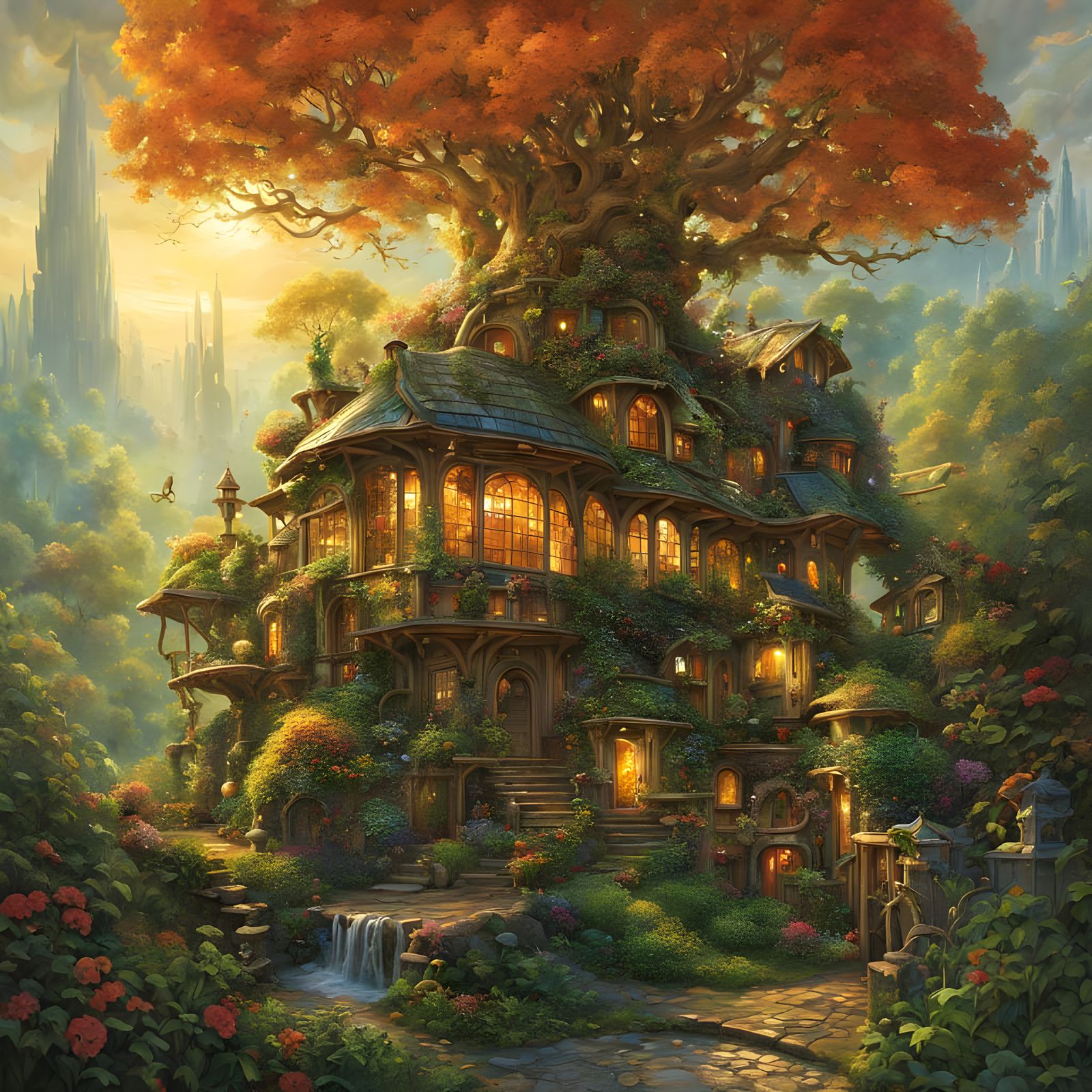 Whimsical Eco-Solar Punk Cottage Amidst Lush Permaculture Ga...