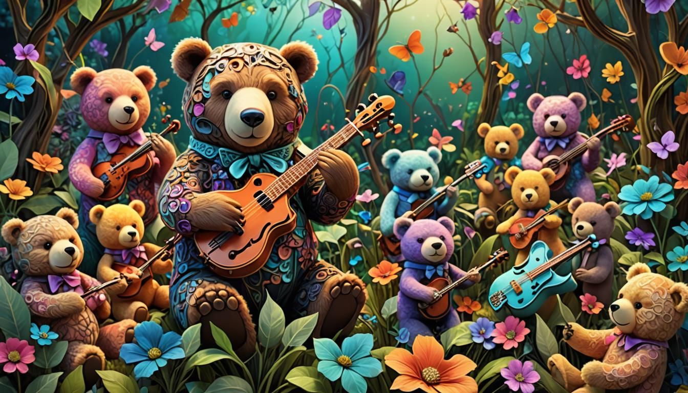 Teddy Bear Orchestra in Fractal Garden