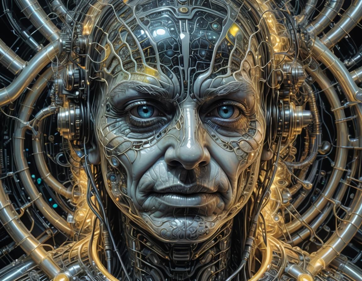 Surreal Spaceman Portrait with Fractal Bio-Organic Details