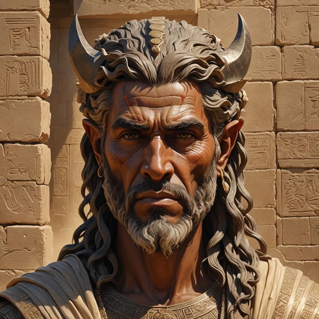 Babylonian Male Demon in Regal Attire, Inspired by Ancient M...