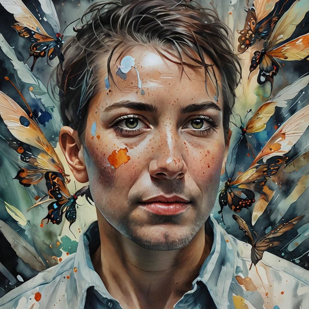 Dreamlike Girl in Watercolor with Vibrant Tones