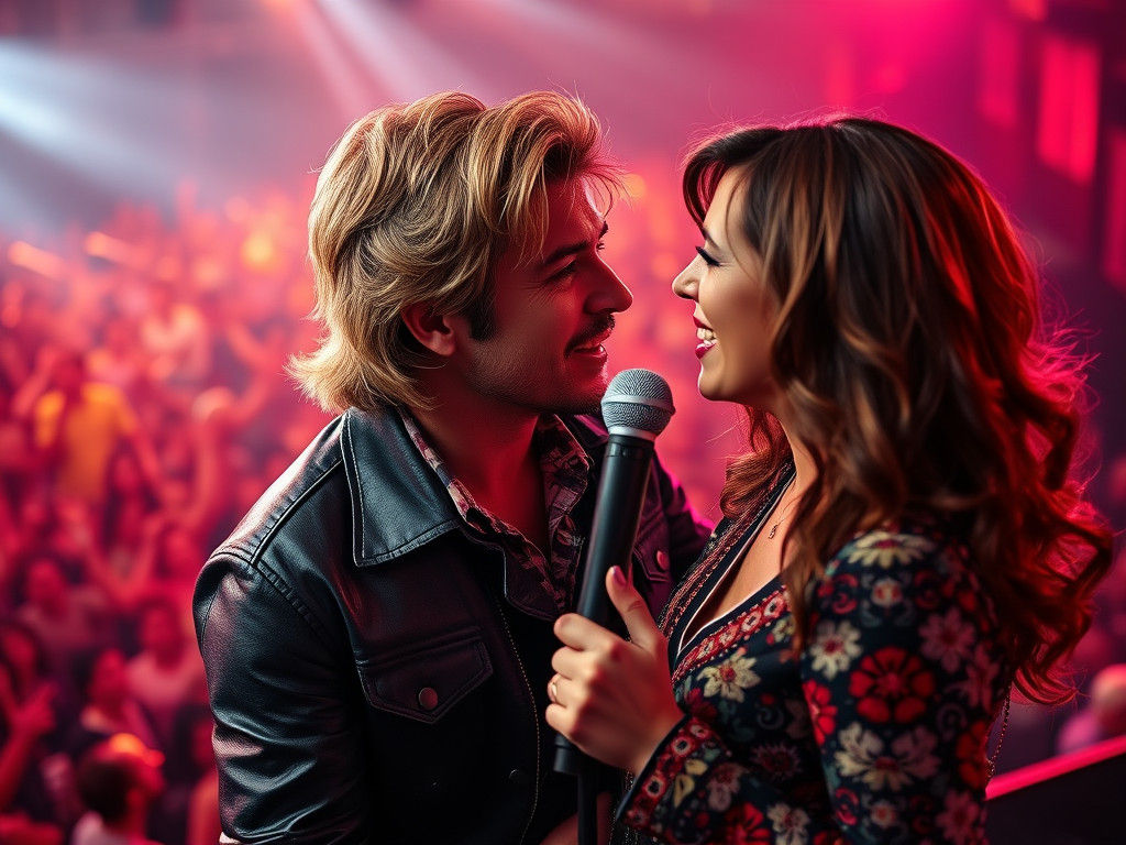 Rock Stars Sing Love Song Duet on Stage