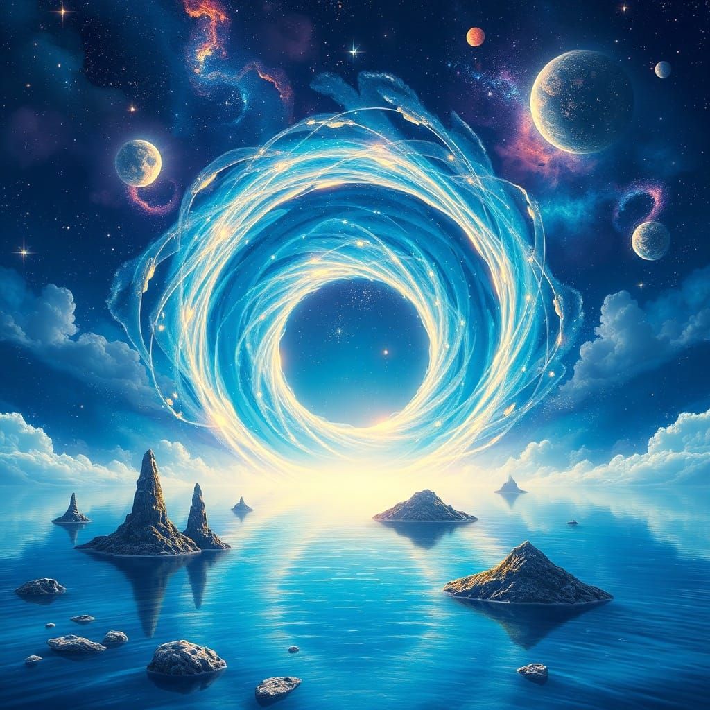 Blue Lake Fantasy Portal in Cosmic Style