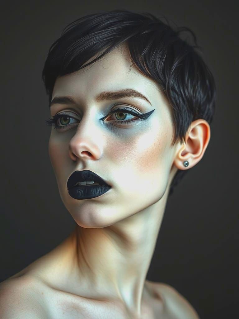 Ethereal Portrait of Mysterious Figure with Cracked Porcelai...